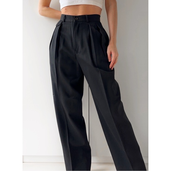 ‼️SOLD‼️ Vintage Ralph Lauren pleated high rise relaxed fit trousers 100% wool - Picture 2 of 8